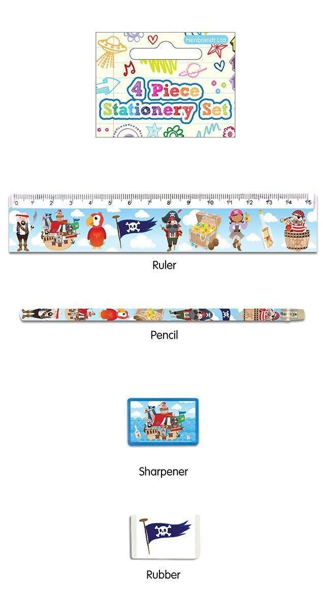 4 Piece Pirates Stationery Set