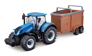 Bburago New Holland 10cm Tractor With Horse Trailer