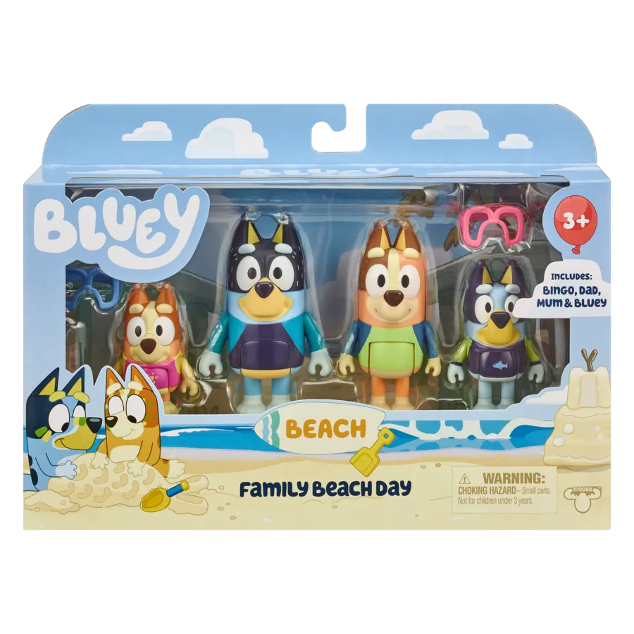 Bluey S9 Figure 4 Pack - Family Beach Day