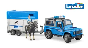 Bruder Land Rover Defender Police Vehicle With Horse Float