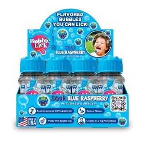 BubbleLick Sour Blue Raspberry Flavored Bubbles You Can Lick