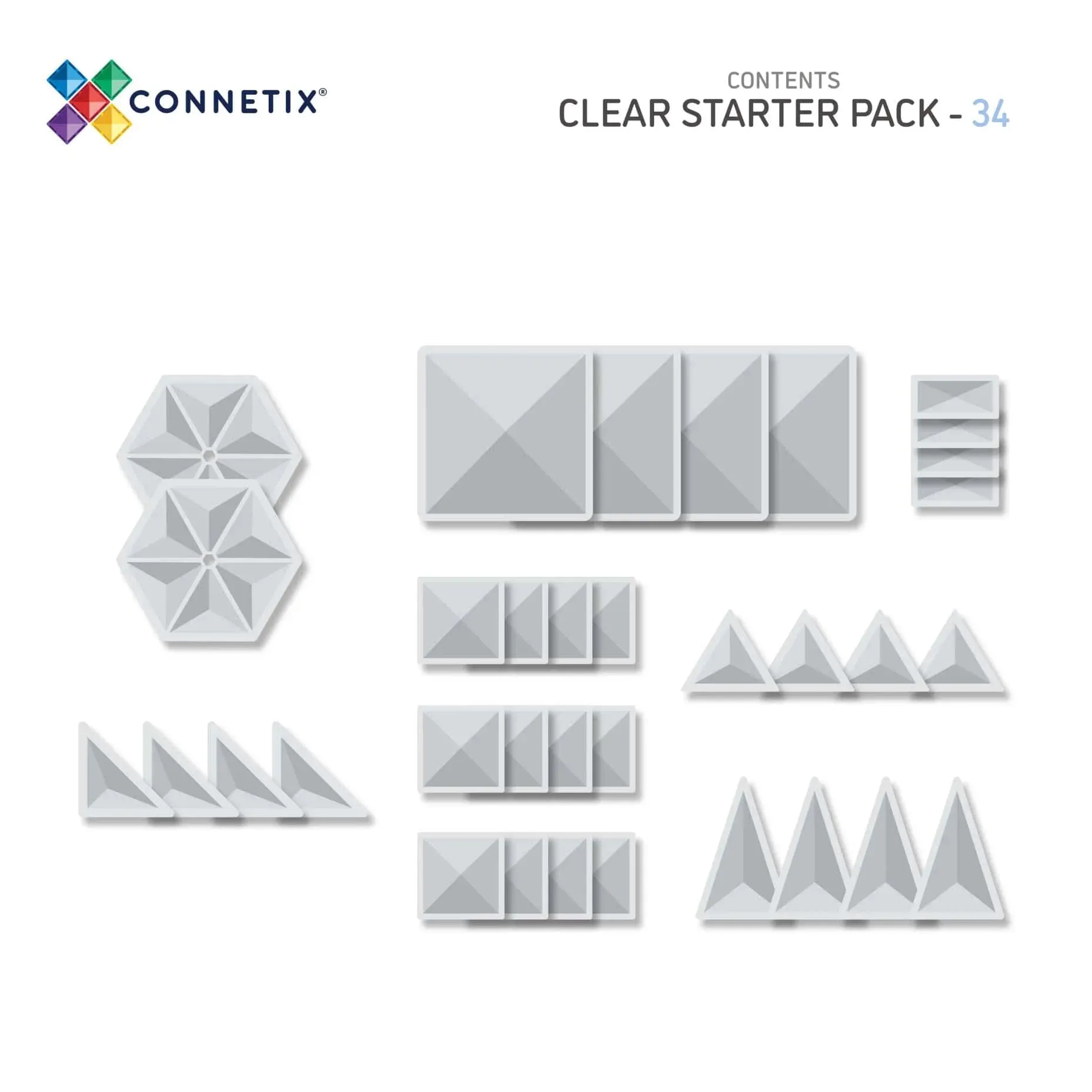 Connetix Magnetic Tiles Clear Starter Pack 34 pc