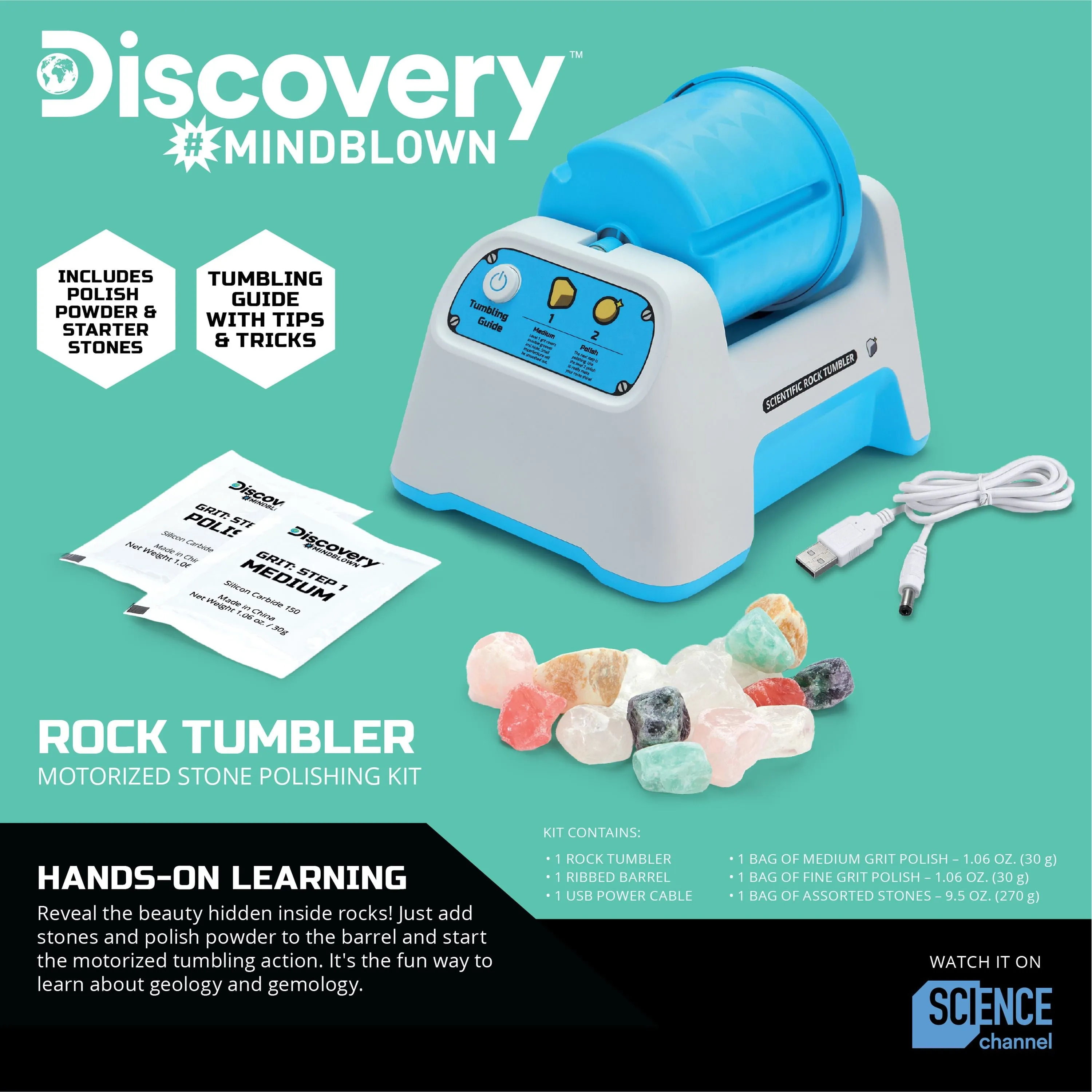 Discovery Mindblown Rock Tumbler Motorized Stone Polishing Kit