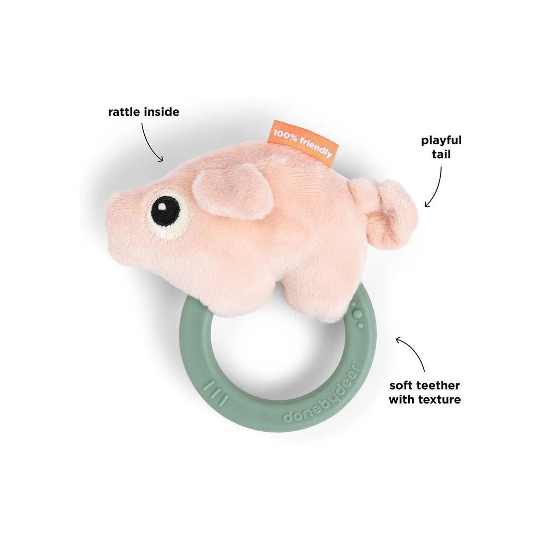 Done By Deer Sensory Rattle with Teether - Pigee Colour Mix