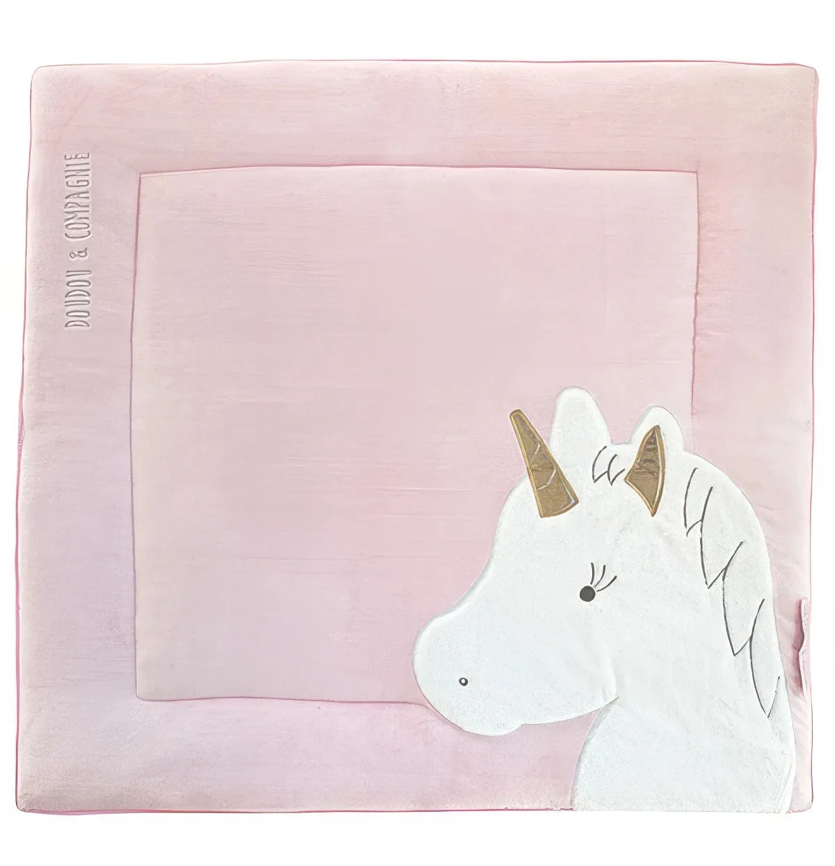 Doudou et Compagnie Bear Playpen Mat, Pink/Gold 100 x 100 cm