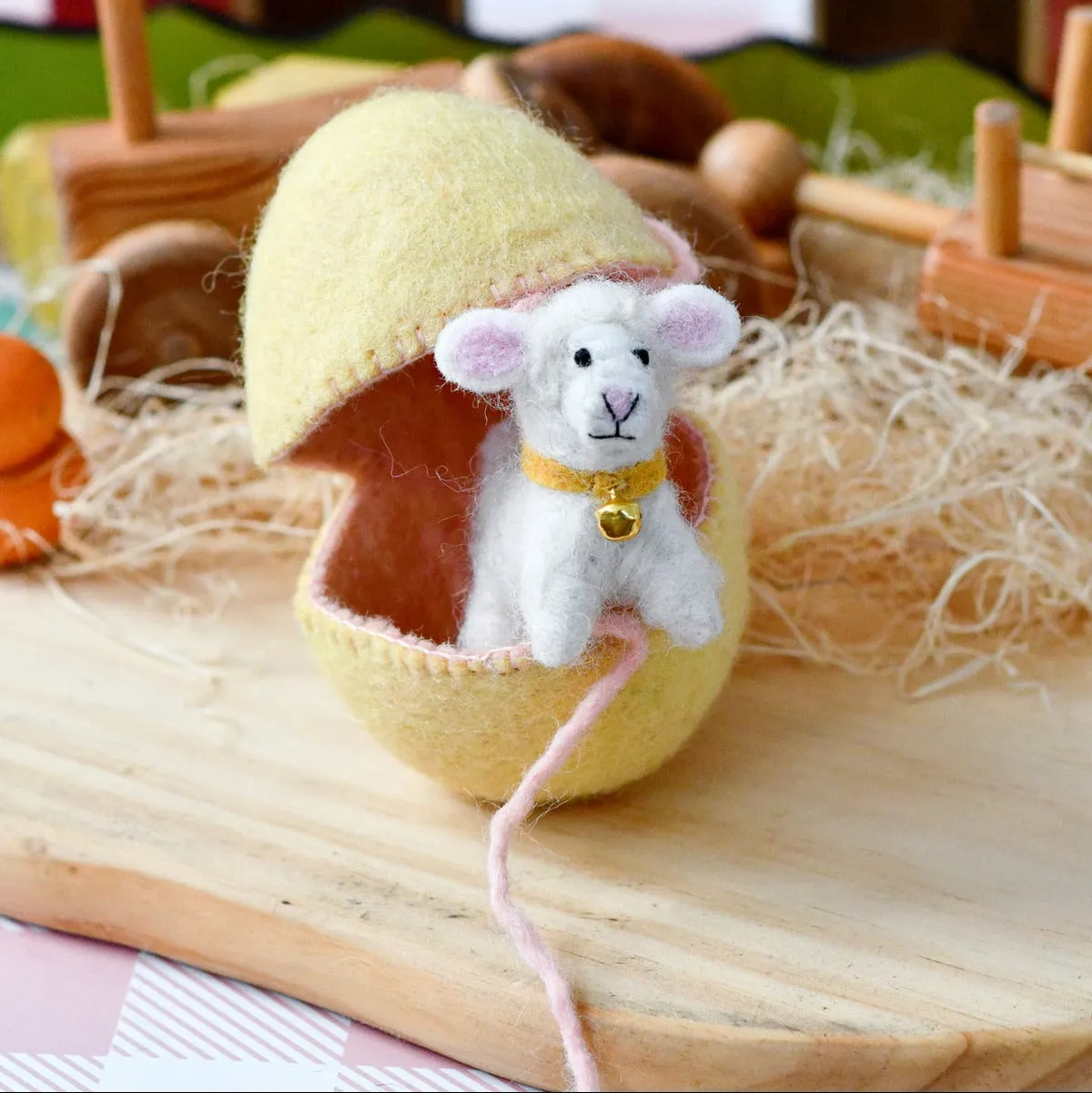 Easter Felt Surprise Egg | Yellow with Lamb Inside