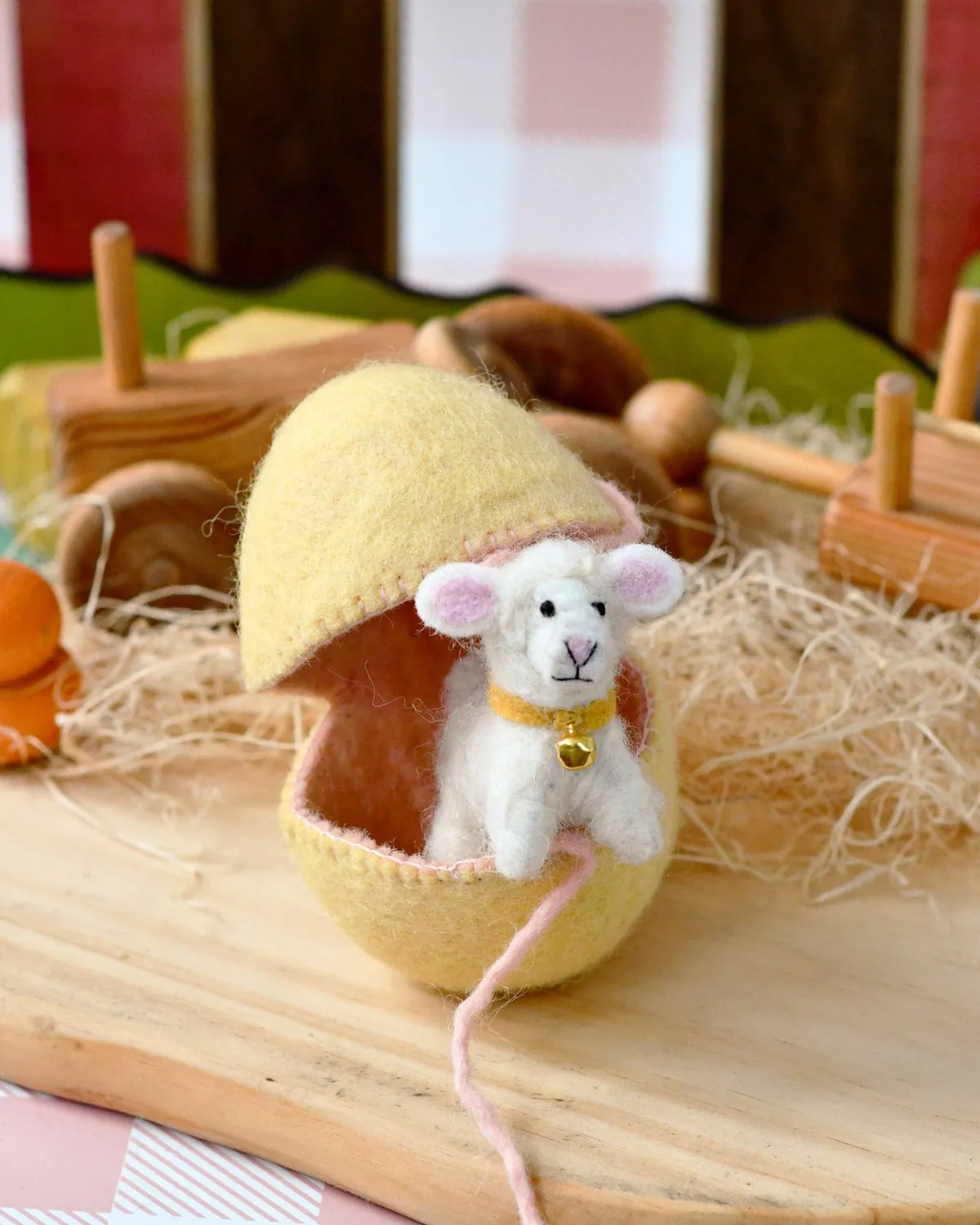 Easter Felt Surprise Egg | Yellow with Lamb Inside