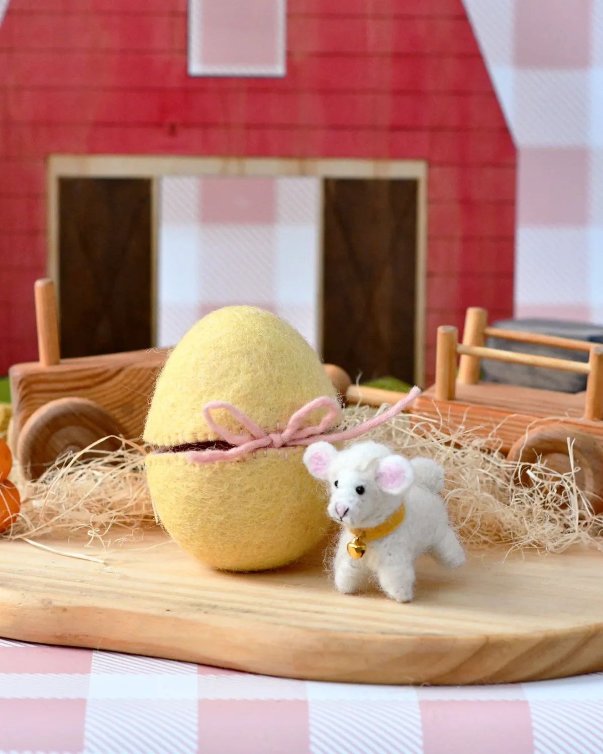 Easter Felt Surprise Egg | Yellow with Lamb Inside