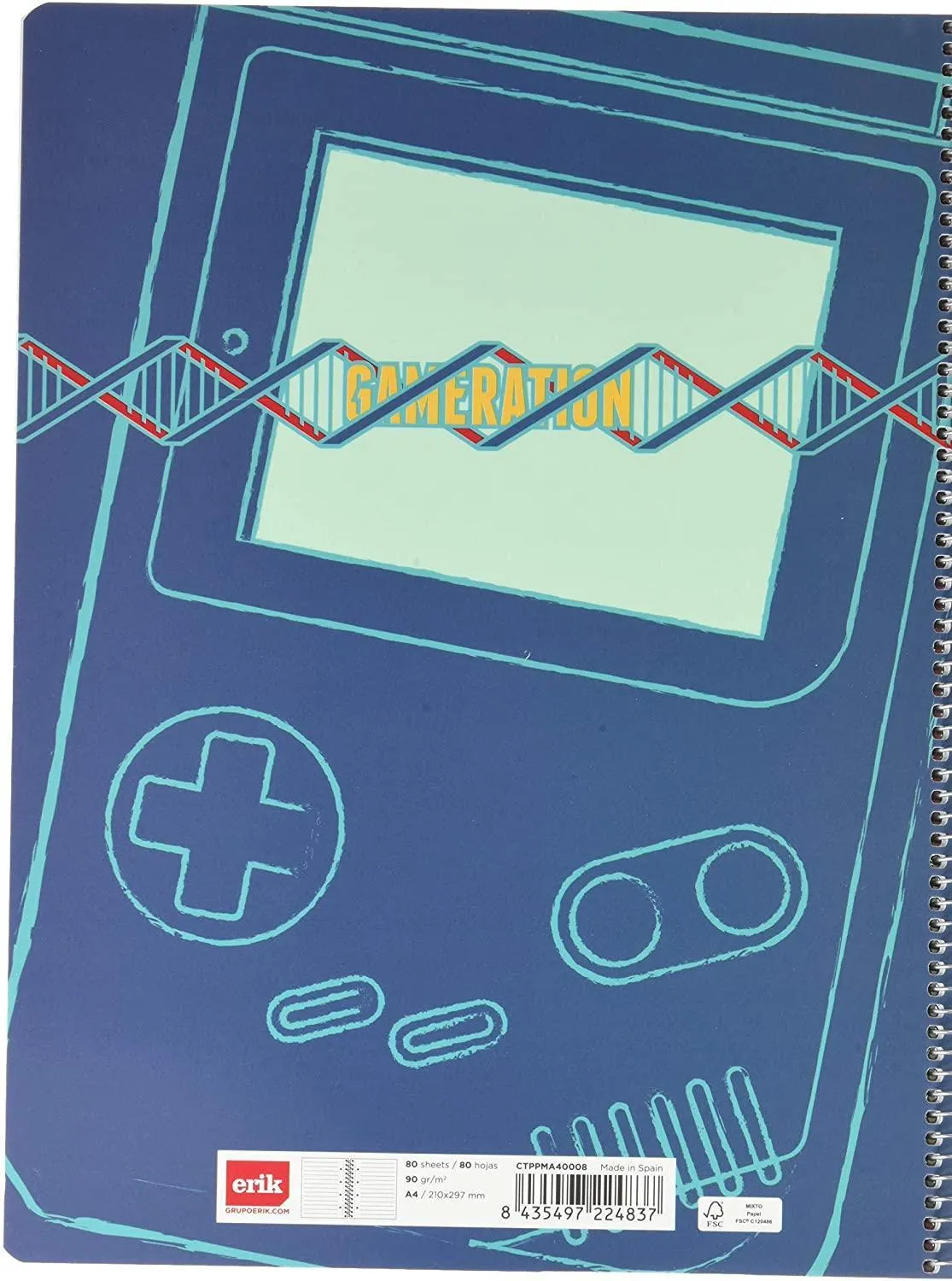 Erik Grupo Spiral Notebook A4, Gamer New Collection