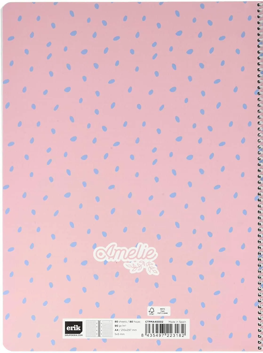 Erik Grupo Spiral Notebook A4, Microperforated, Amelie Pastel Collection