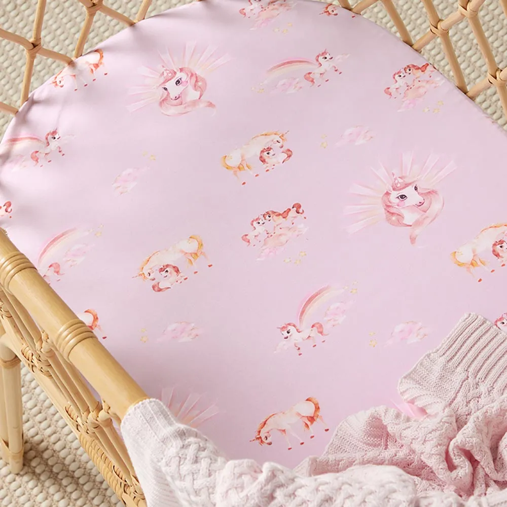 Fitted Bassinet Sheet | Changing Mat Cover | Unicorn
