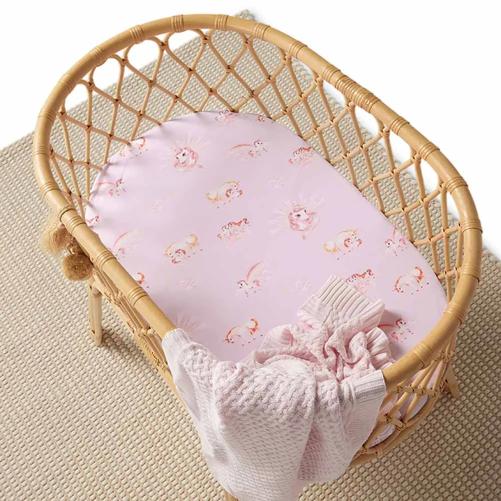 Fitted Bassinet Sheet | Changing Mat Cover | Unicorn