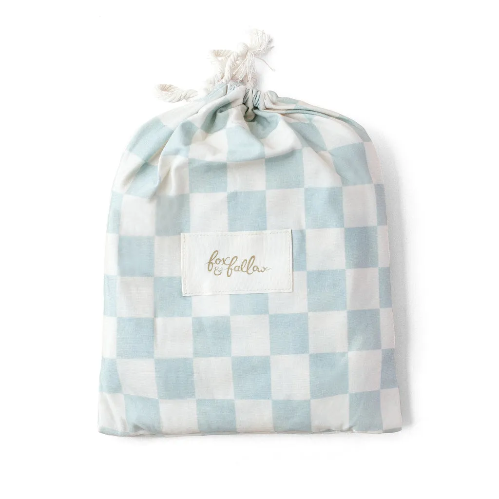 Fox   Fallow Organic Fitted Cot Sheet | Sage Check
