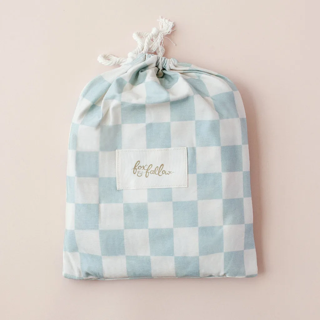 Fox   Fallow Organic Fitted Cot Sheet | Sage Check