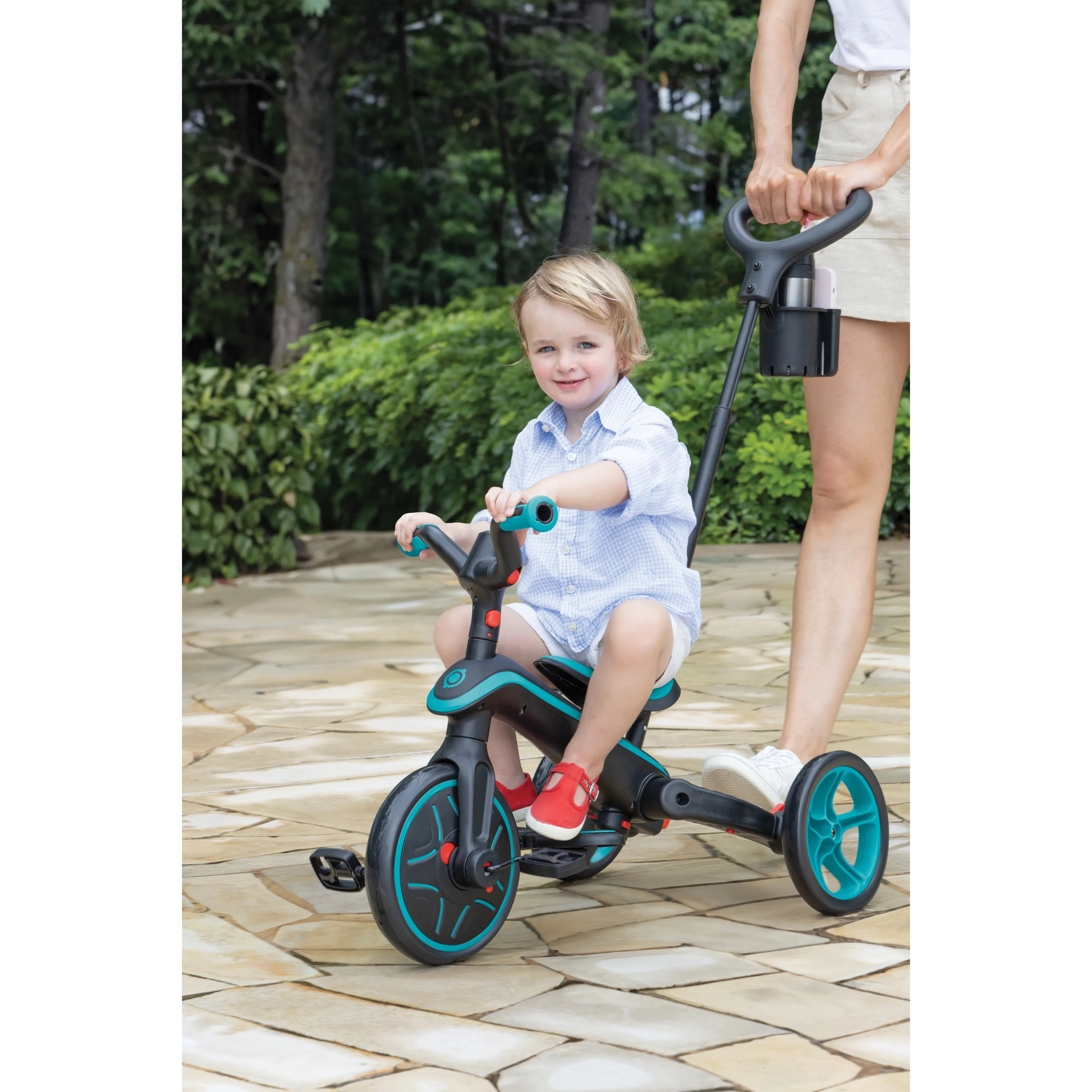 Globber Explorer Trike 4-In-1 - Teal (New Canopy, New Handlebar, New Handlegrip Skin) (10M - 5Y)