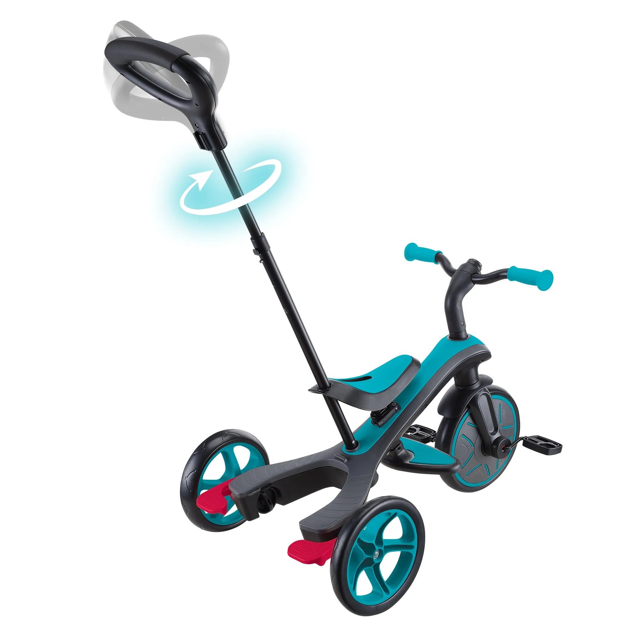 Globber Explorer Trike 4-In-1 - Teal (New Canopy, New Handlebar, New Handlegrip Skin) (10M - 5Y)