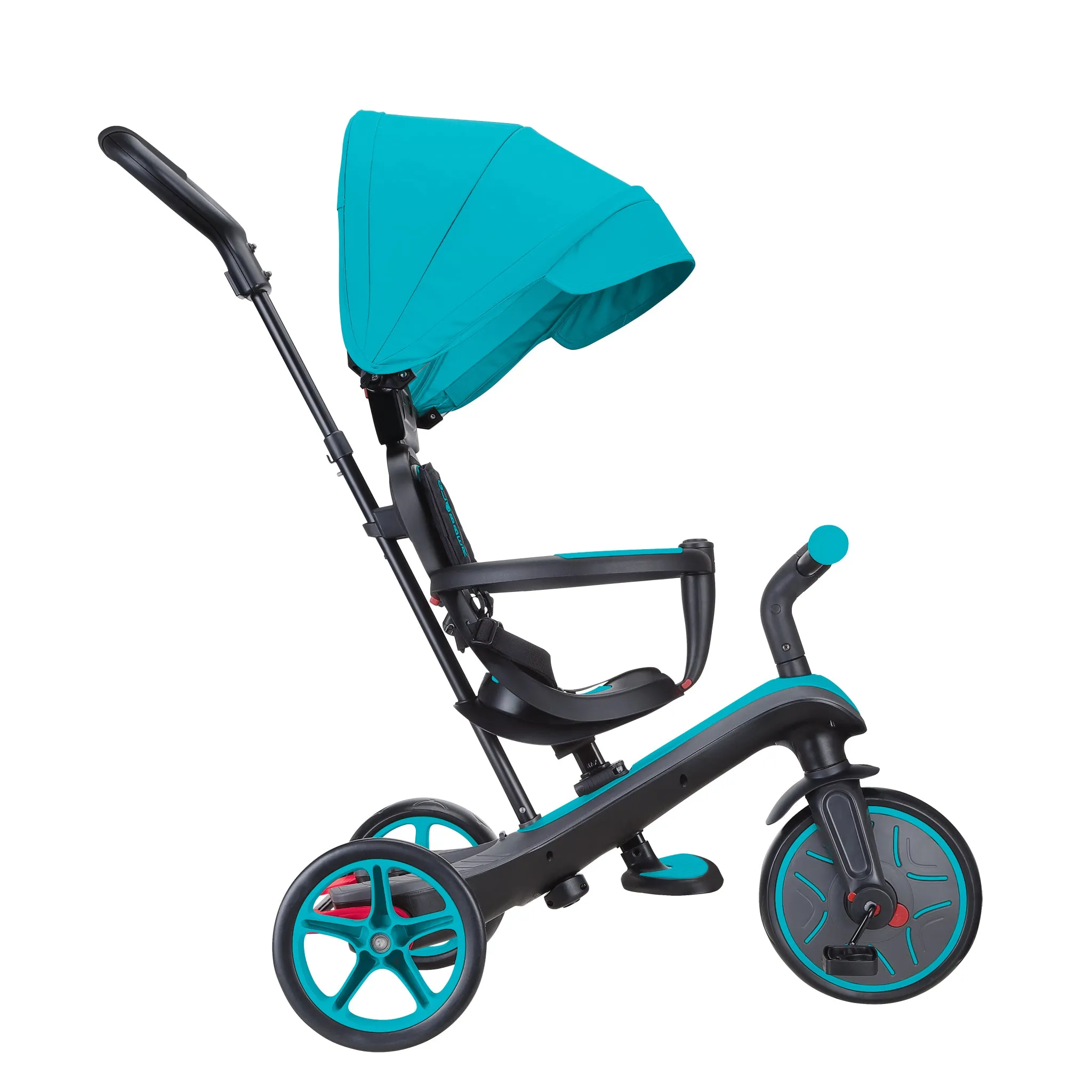 Globber Explorer Trike 4-In-1 - Teal (New Canopy, New Handlebar, New Handlegrip Skin) (10M - 5Y)