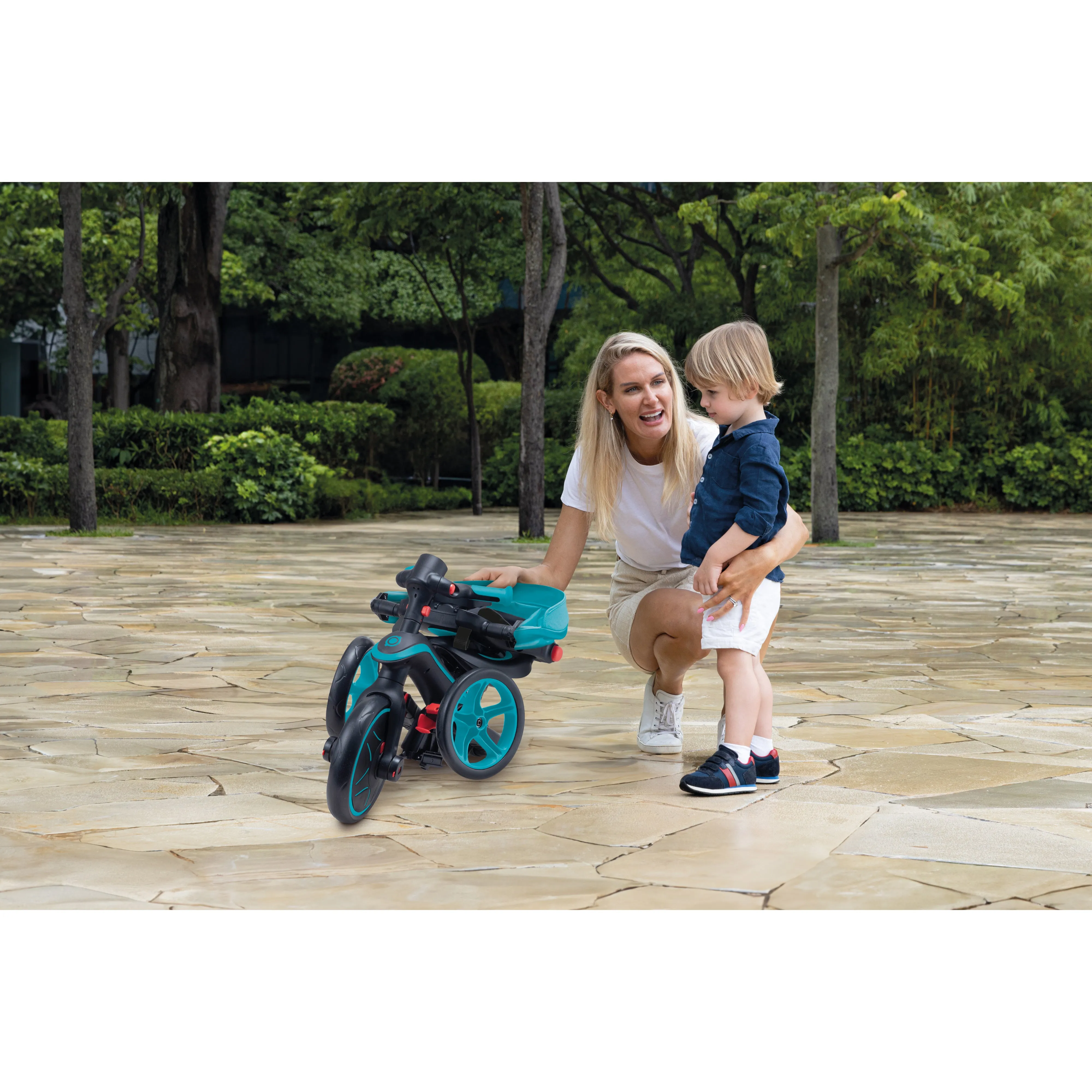 Globber Explorer Trike 4-In-1 - Teal (New Canopy, New Handlebar, New Handlegrip Skin) (10M - 5Y)
