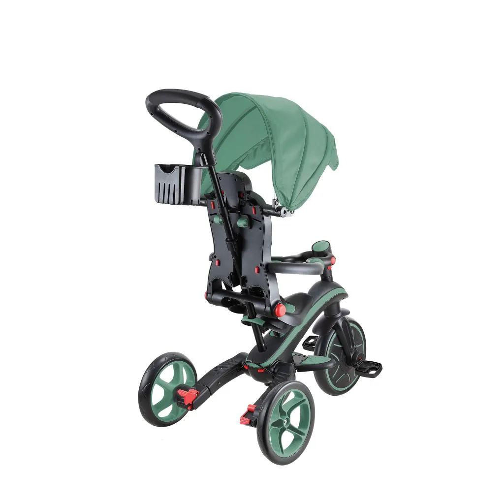 Globber Explorer Trike Foldable 4-In-1 - Olive (10M - 5Y)
