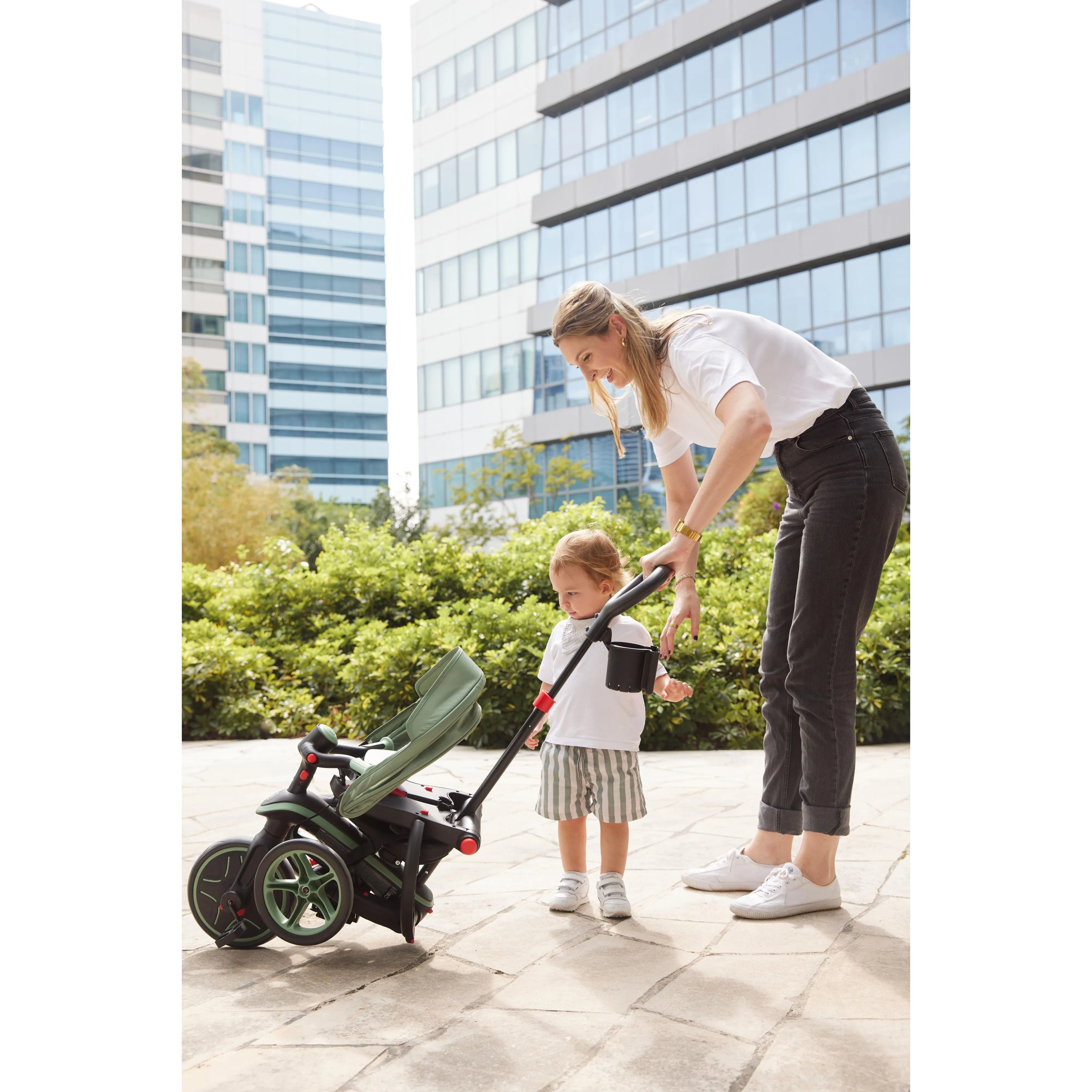 Globber Explorer Trike Foldable 4-In-1 - Olive (10M - 5Y)
