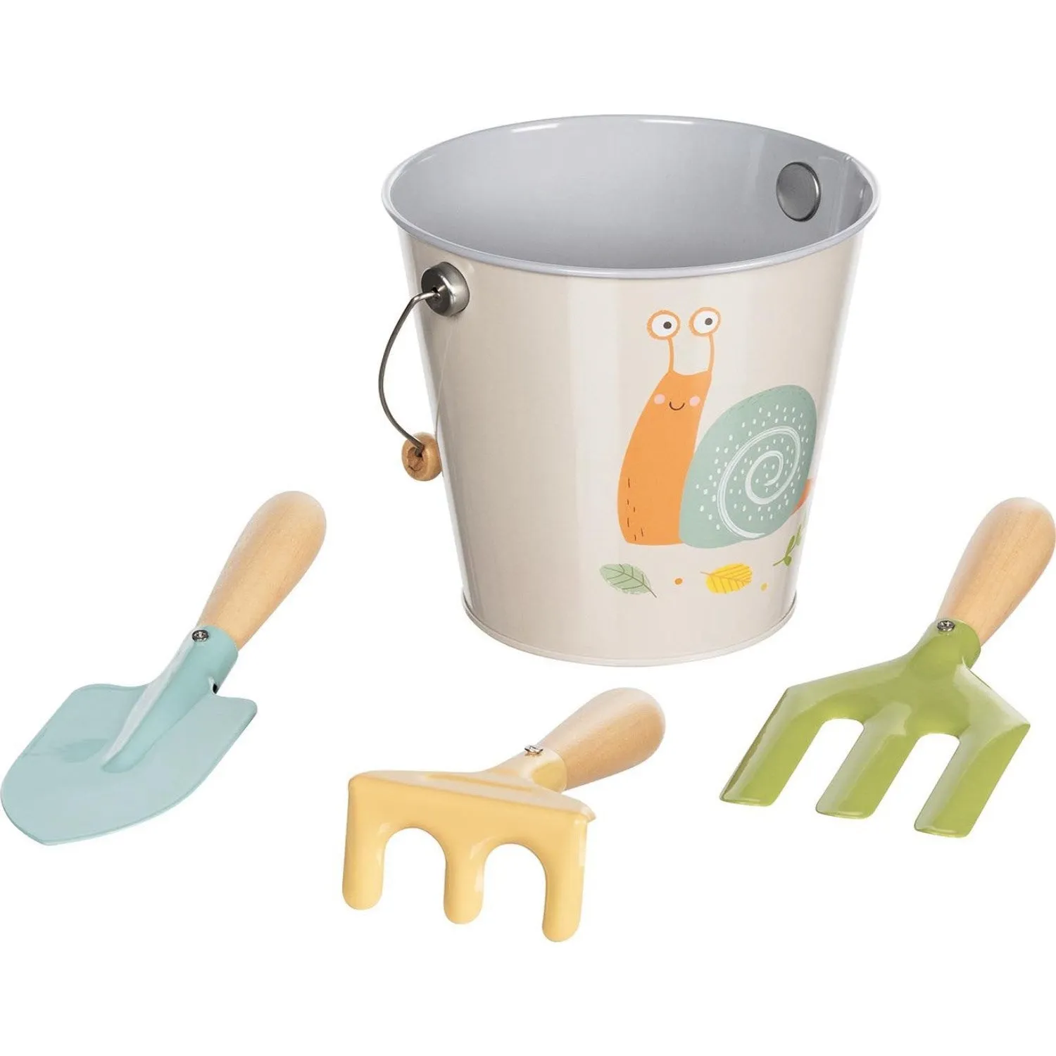 Goki Multicolor Bucket With Garden Tools Snails Design
