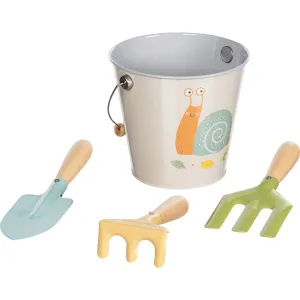 Goki Multicolor Bucket With Garden Tools Snails Design