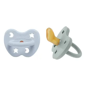 Hevea Pacifier 2-pack Orthodontic | Cottage Blue & Gorgeous Grey 3-36 months POUCH