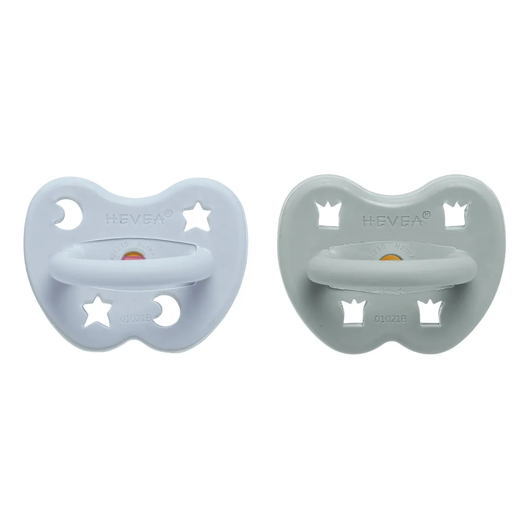 Hevea Pacifier 2-pack Orthodontic | Cottage Blue & Gorgeous Grey 3-36 months POUCH