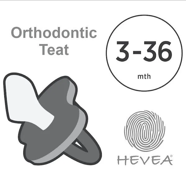 Hevea Pacifier 2-pack Orthodontic | Cottage Blue & Gorgeous Grey 3-36 months POUCH