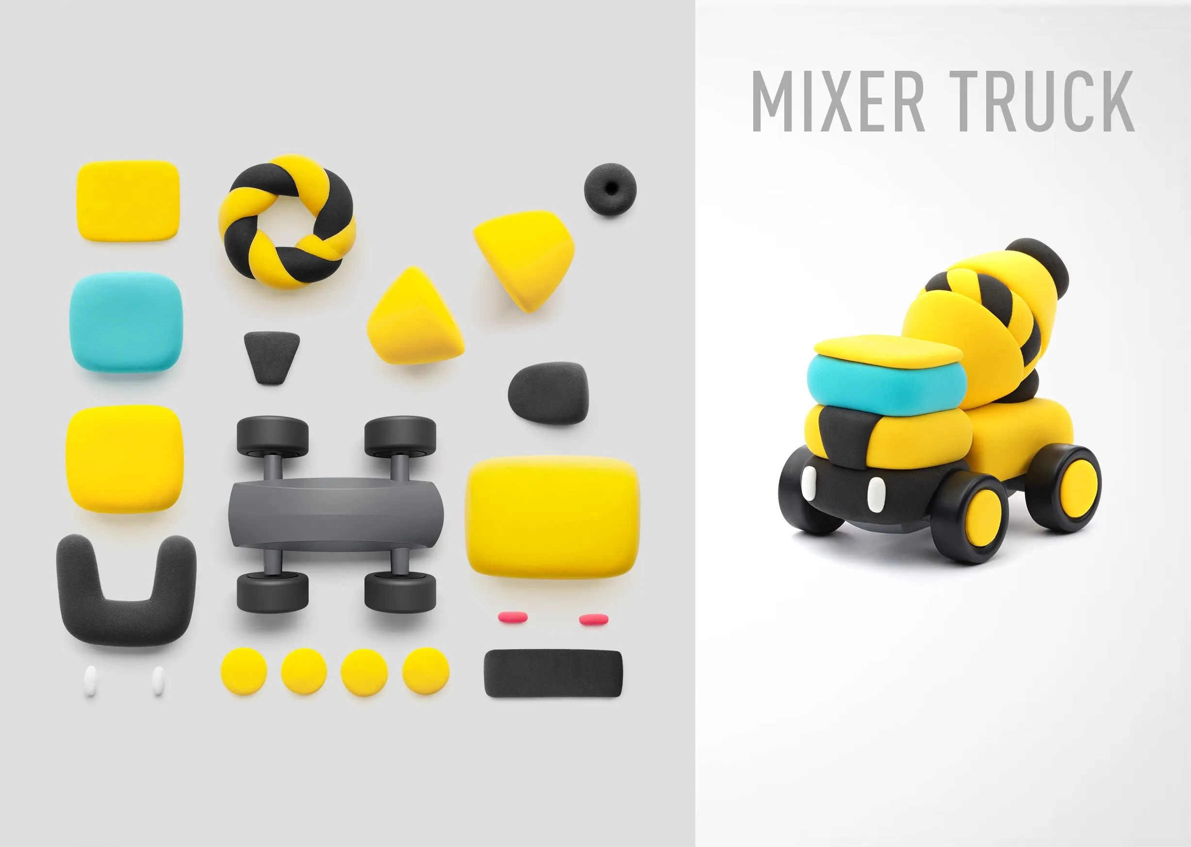 Hey Clay | Construction Vehicles 12 Cans   6 Bases