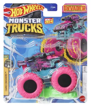 Hot Wheels 1:64 Monster Trucks 2024 Camo Crashers 1/4 Invader