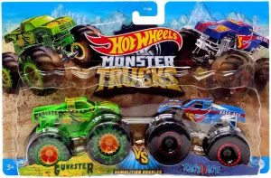 Hot Wheels 1:64 Monster Trucks Demolition Doubles Gunkster Vs Race Ace