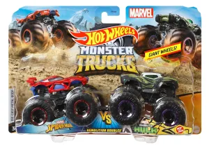 Hot Wheels 1:64 Monster Trucks Demolition Doubles Marvel Spider-Man Vs Marvel Hulk