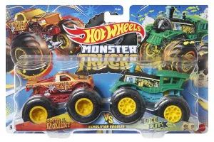 Hot Wheels 1:64 Monster Trucks Demolition Doubles Spur Of The Moment Vs Loco Punk