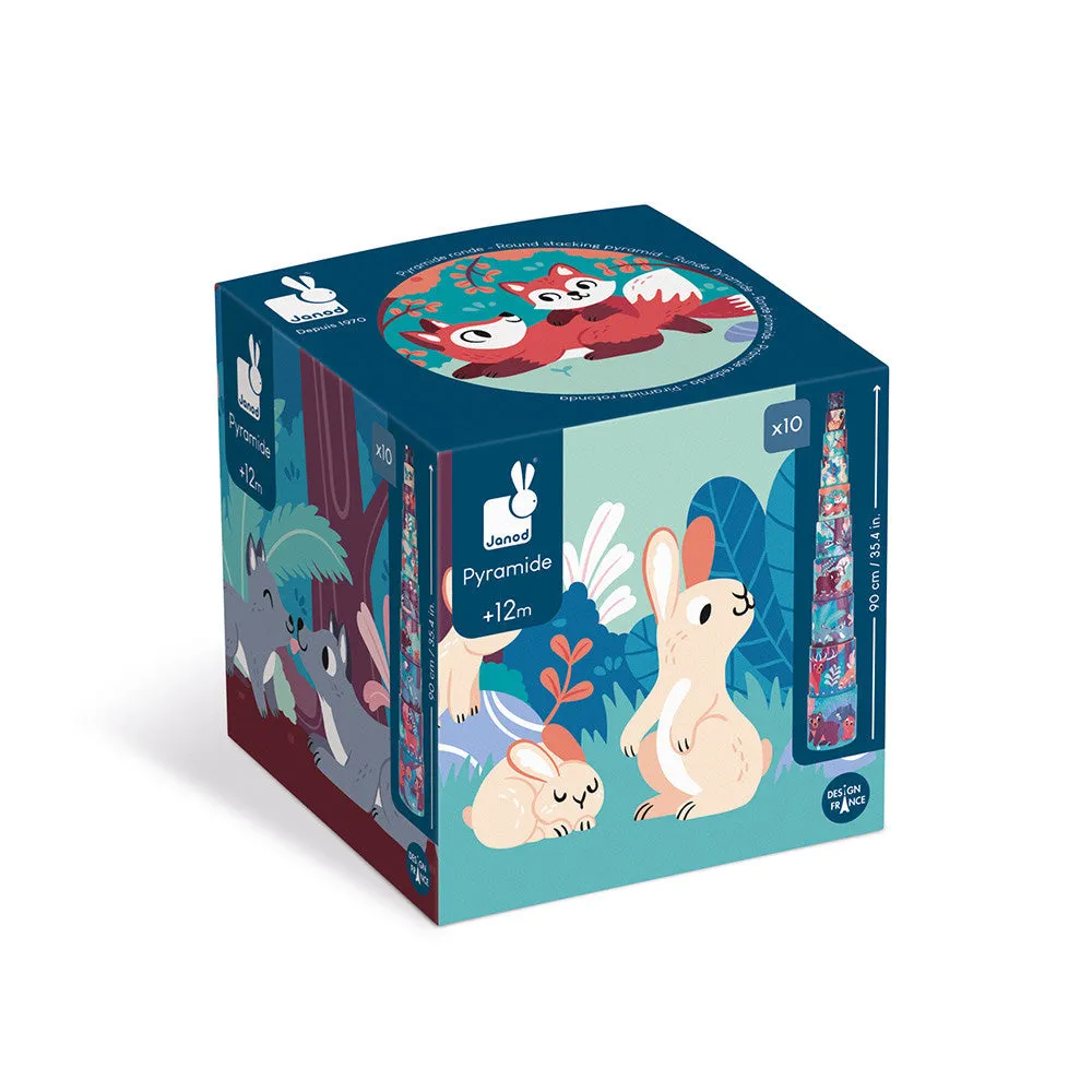 Janod Forest Animal Round Stacking Pyramid