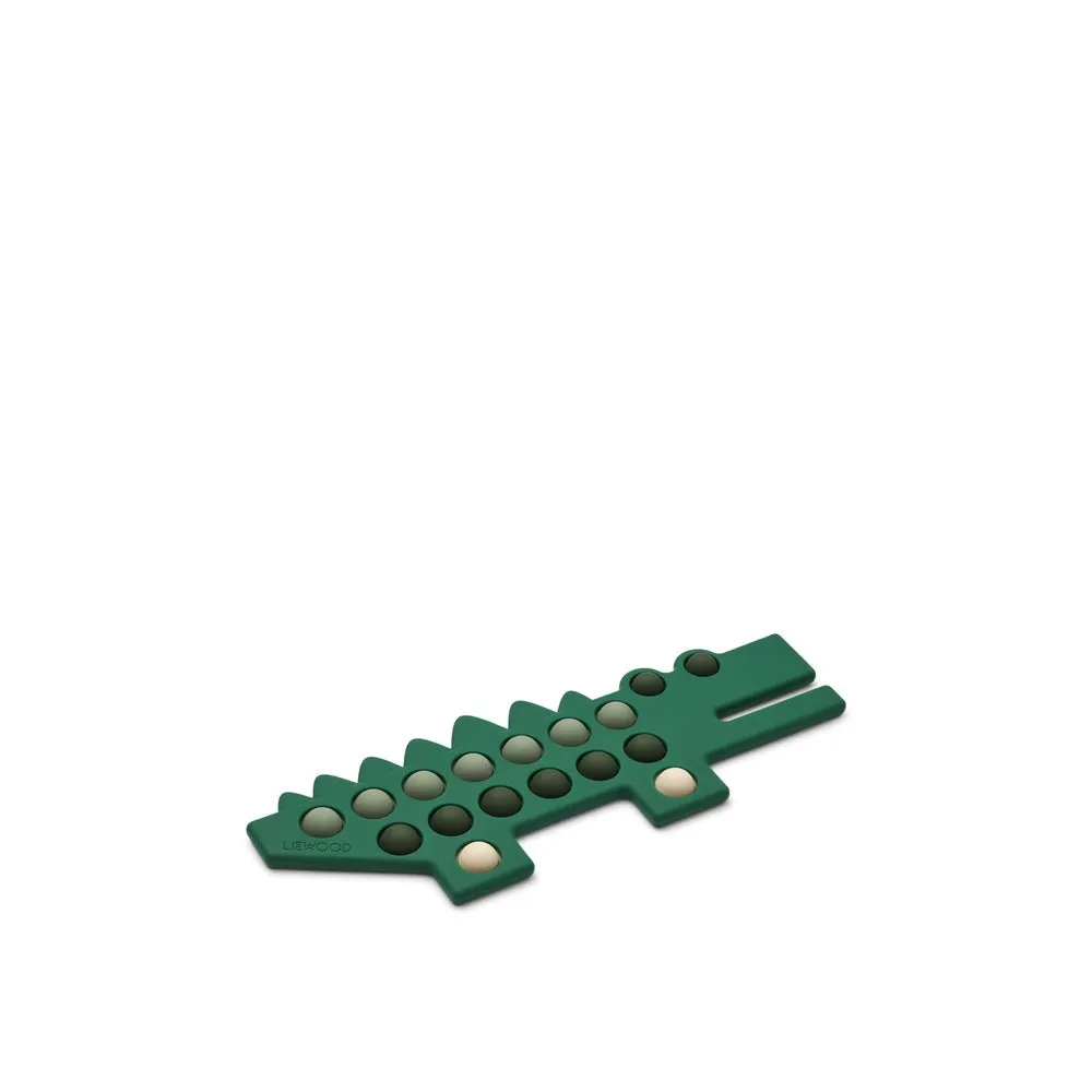 Liewood: Cal Crocodile Pop Toy - Faune Green Multi Mix
