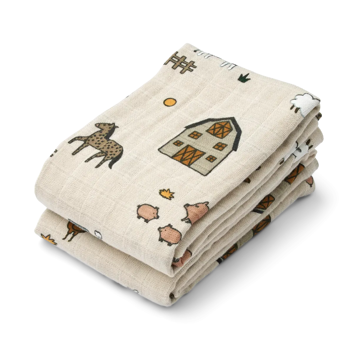 Liewood Lewis Muslin Cloth - Farm 2 Pack