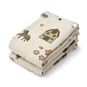 Liewood Lewis Muslin Cloth - Farm 2 Pack