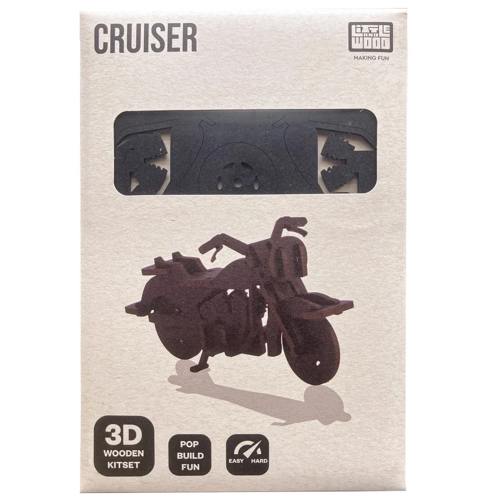Little & Wood: Cruiser - Medium 3D Wooden Bike Puzzle Kit, Black