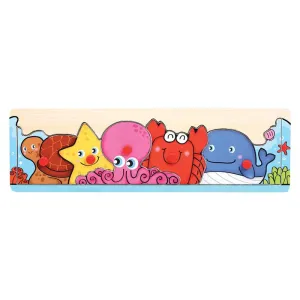 LITTLE MOPPET OCEAN CREATURES WOODEN PEG PUZZLE