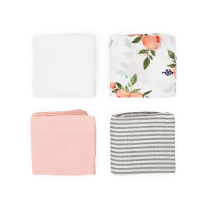 Little Unicorn Cotton Muslin Squares - 4 Pack | Watercolour Roses