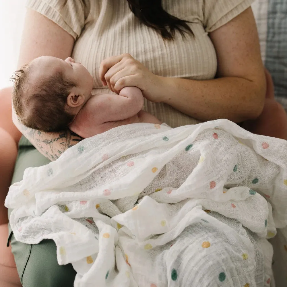 Little Unicorn Single Cotton Muslin Swaddle | Party Dots