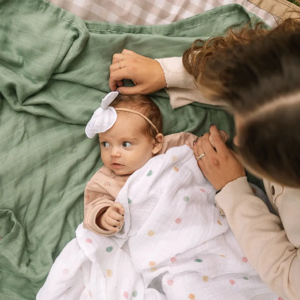 Little Unicorn Single Cotton Muslin Swaddle | Party Dots
