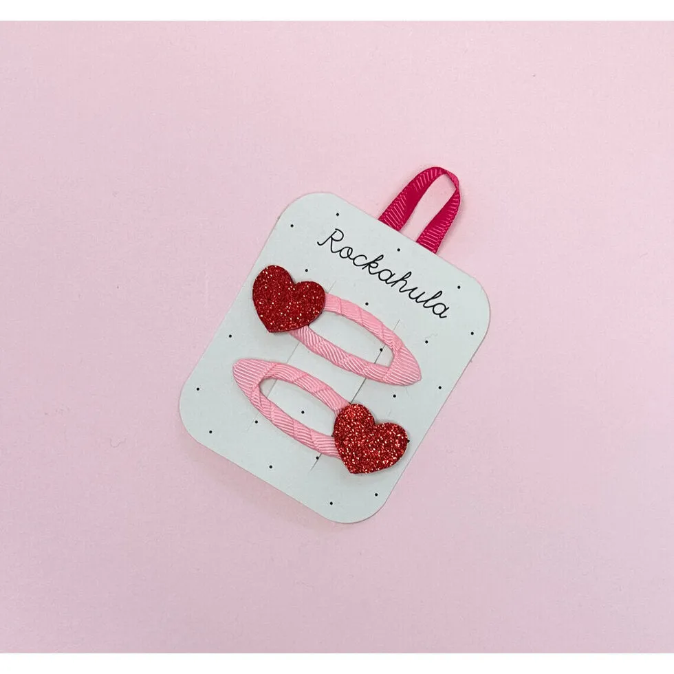 Love Heart Glitter Clips
