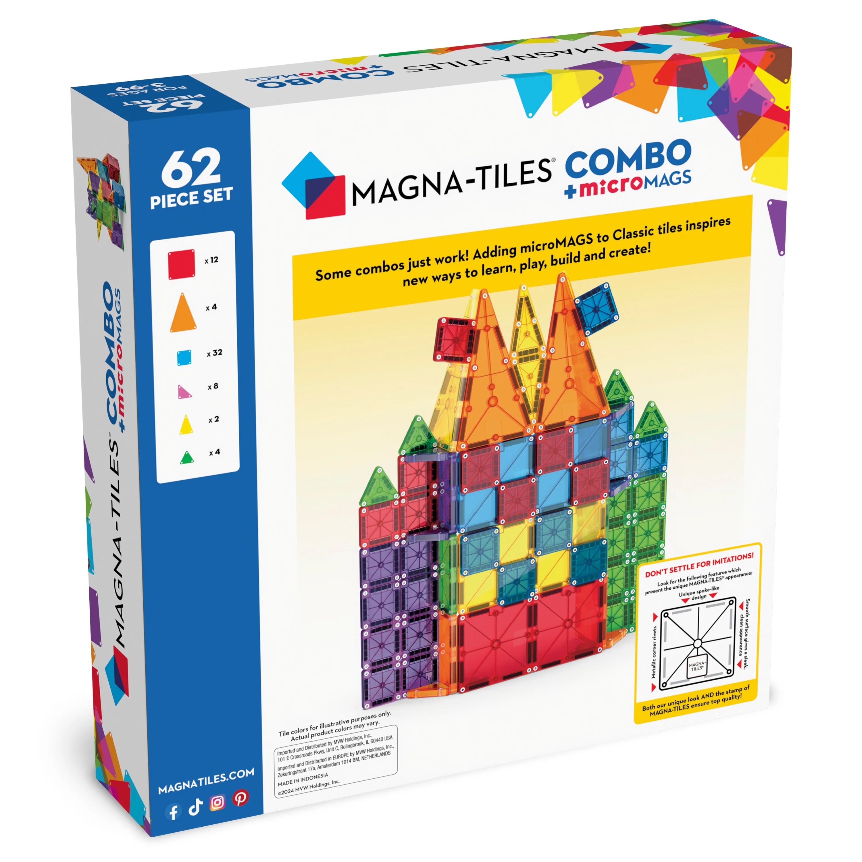 MAGNA-TILES Combo   Micromags 62pc Set