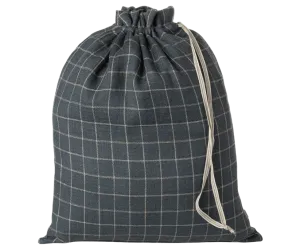 Maileg Fabric Bag Checker Sand/Petrol SS25: NEW ARRIVAL