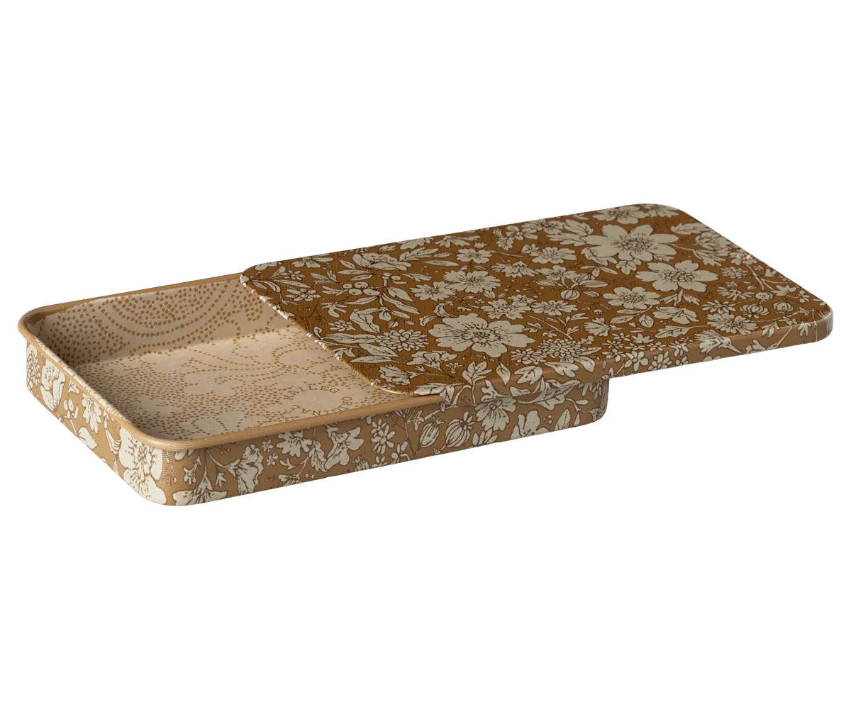 Maileg Metal Box With Sliding Lid Ocher Blossom Flowers FW24 NEW ARRIVAL