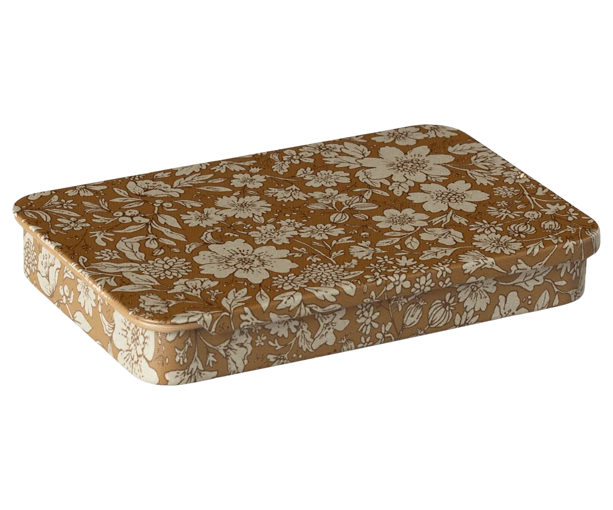 Maileg Metal Box With Sliding Lid Ocher Blossom Flowers FW24 NEW ARRIVAL