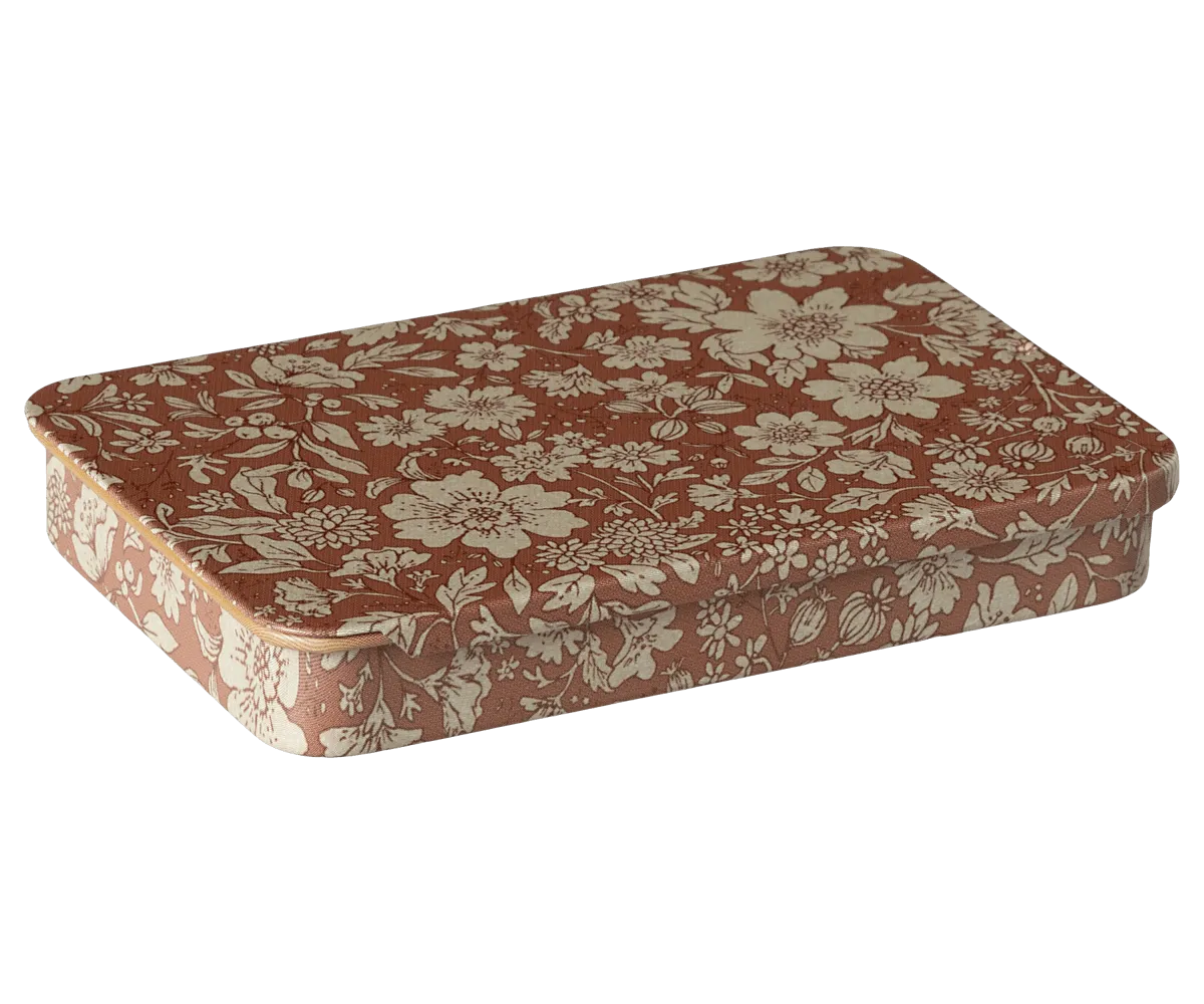 Maileg Metal Box With Sliding Lid Red Blossom Flowers FW24 NEW ARRIVAL