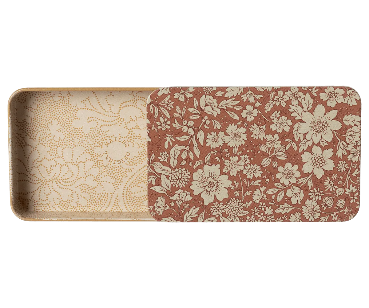 Maileg Metal Box With Sliding Lid Red Blossom Flowers FW24 NEW ARRIVAL